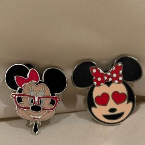 Disney Minnie Mouse Heads Heart Eyes and Glasses Collectible trading Pins